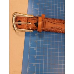 Leather Belt Personalized LARRY Western Style Brown Size 42 Inch Silver Buckle